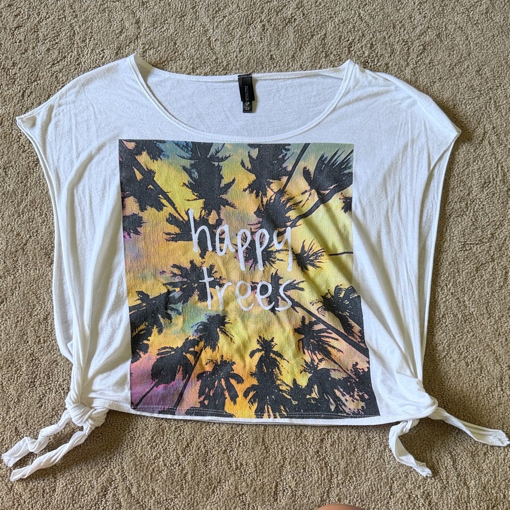 Full Tilt White Tee with Tropical Graphic